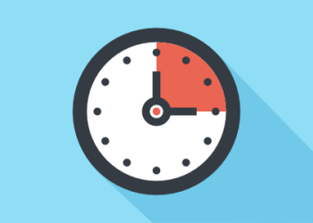 Picture of a clock with the hands pointing to 12 and 3, with 12 to 3 colored in red