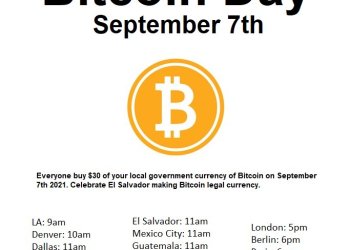 El Salvador's Bitcoin Law, buy $30 in BTC flyer