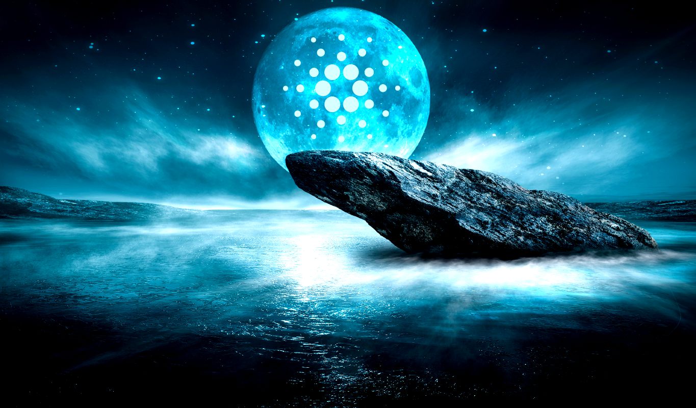 Picture of a Cardano moon behind a rock