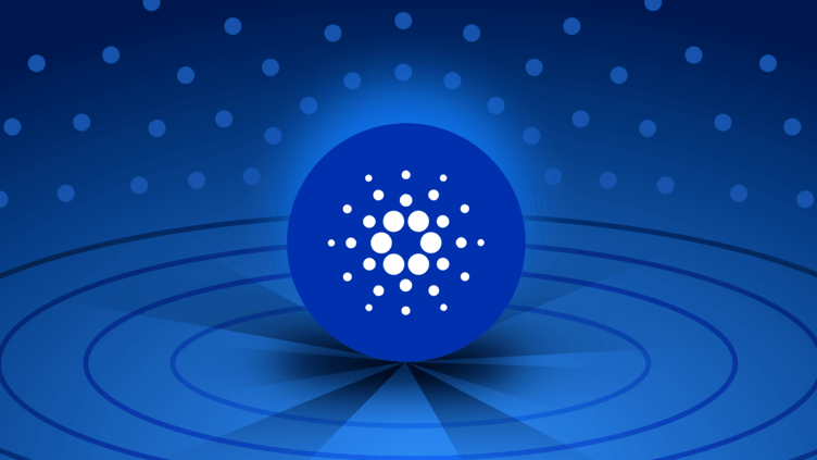 Picture of a Cardano logo with circles running around it