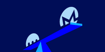 Picture of Monero and Kraken logos on a see-saw