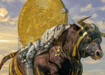 Picture of a bitcoin riding a bull