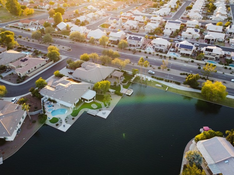 Housing Market, residential area aereal view