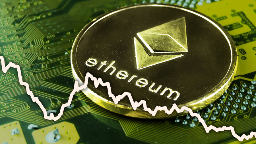 Picture of Ethereum with a downward trend line going through it