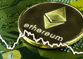 Picture of Ethereum with a downward trend line going through it