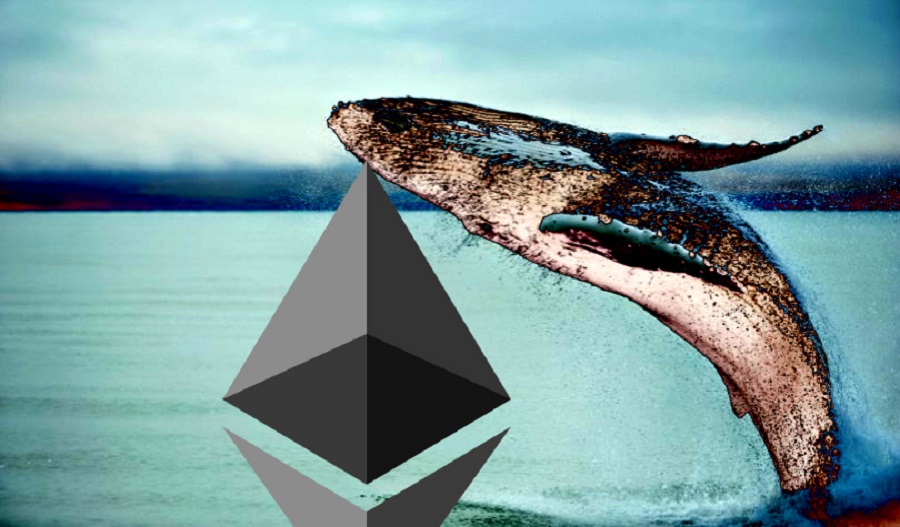 Ethereum logo with whale next to it