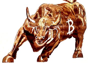 bull with bitcoin painted on the side