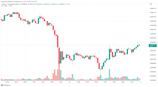 Shib is currently recovering following the crypto market dip: source @Tradingview.com