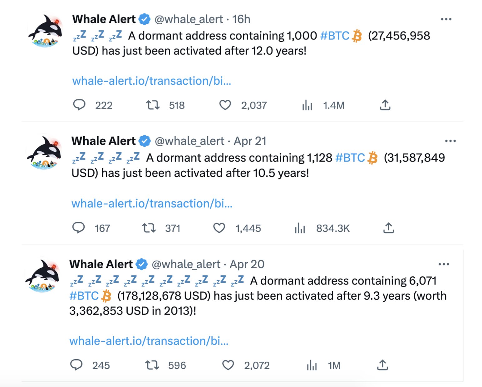 WhaleAlert: ballenas Bitcoin en movimiento