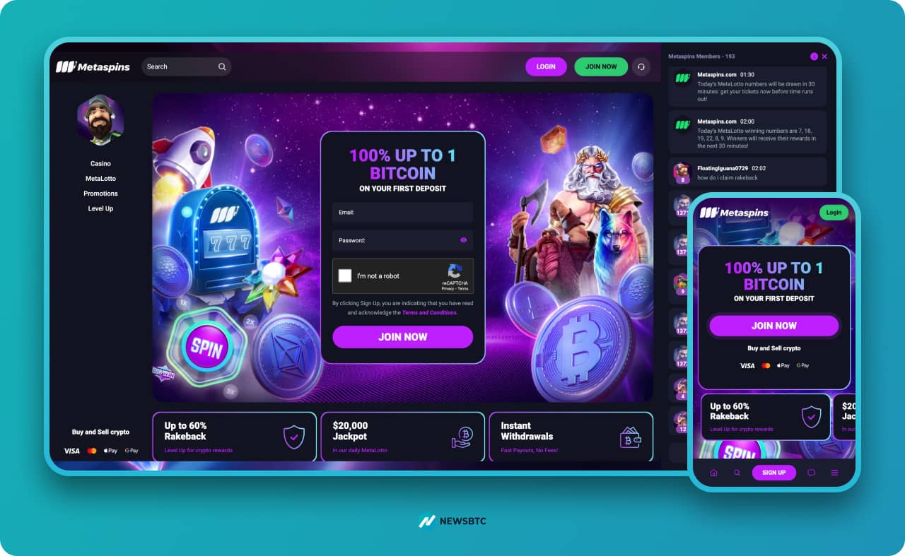 Metaspins Bitcoin slot site