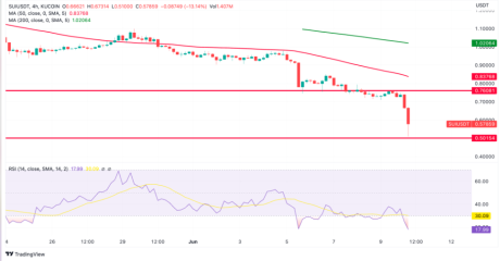 Sui Price is currently heading in a downward trajectory: source @TradingView