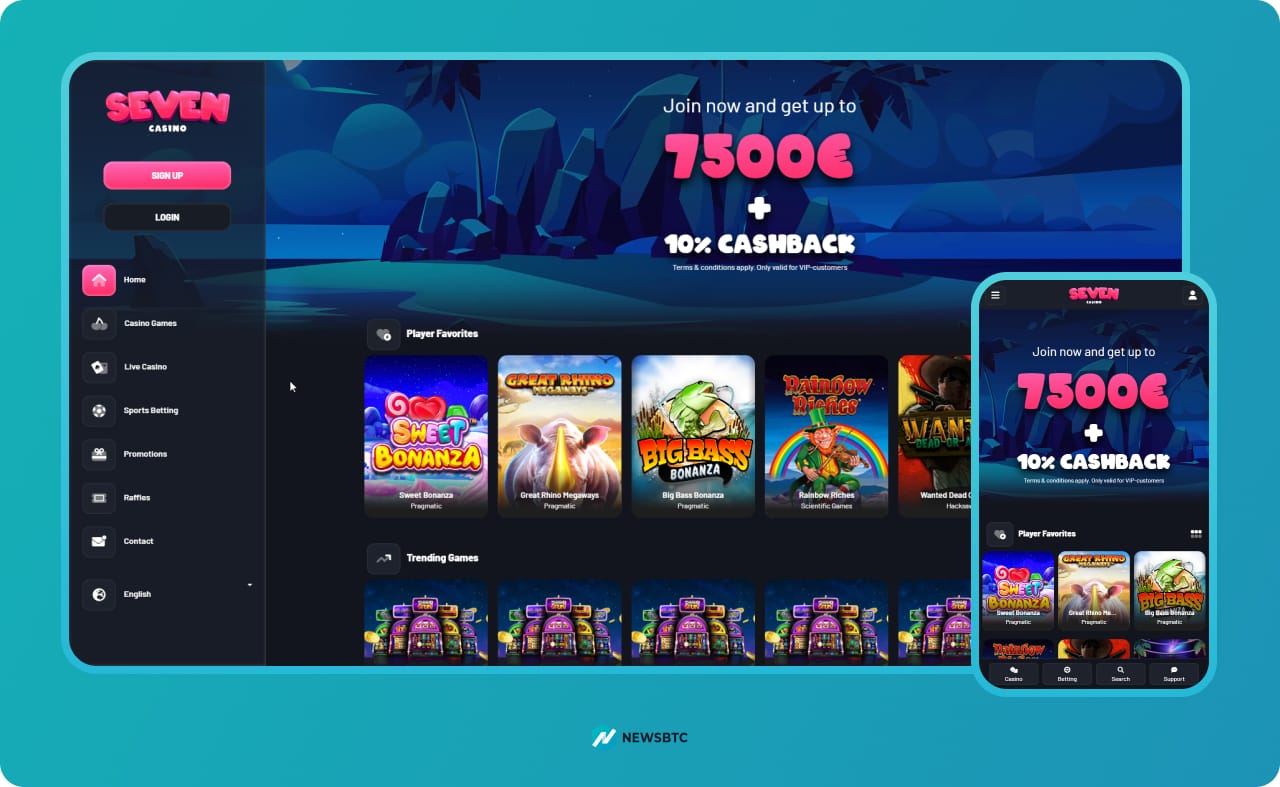 Seven Casino är ett casino med daglig cashback screenshot