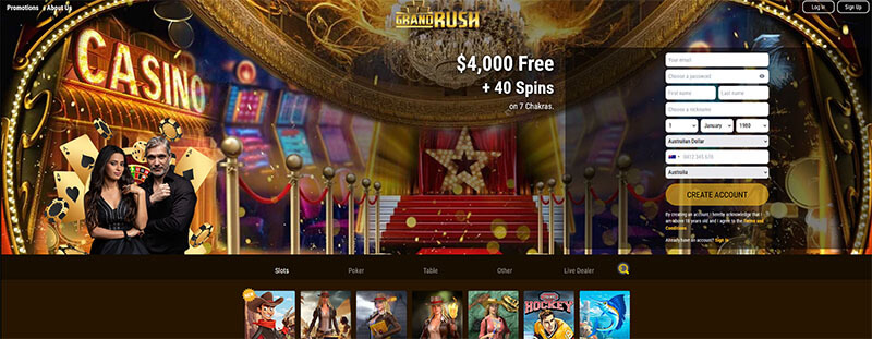 Grand Rush Casino 200% MB Up to $4000 + 40 FS