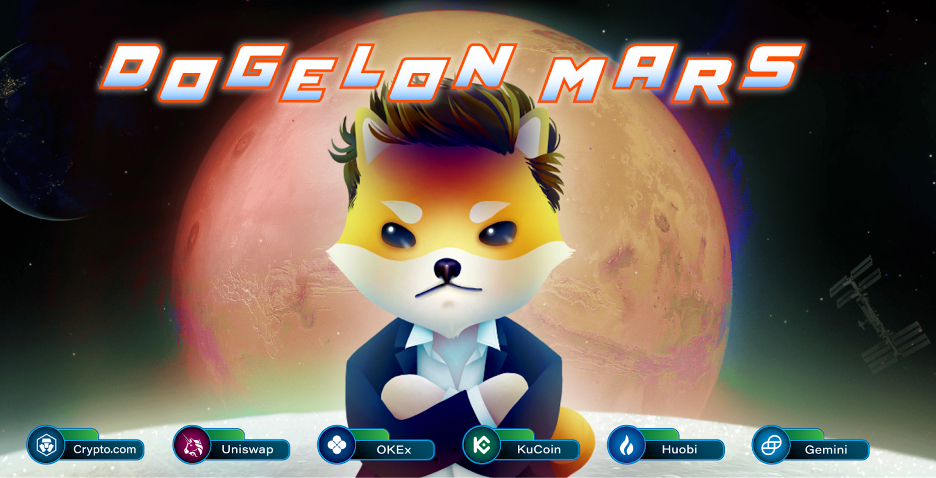The homepage of Dogelon Mars, featuring information about the project and its token.