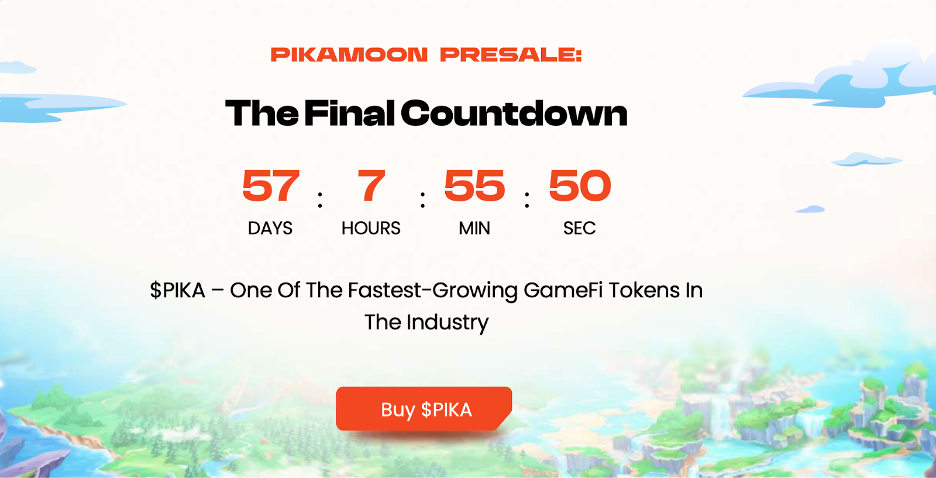 Image showing a countdown timer indicating the remaining time until the end of the Pikamoon presale.