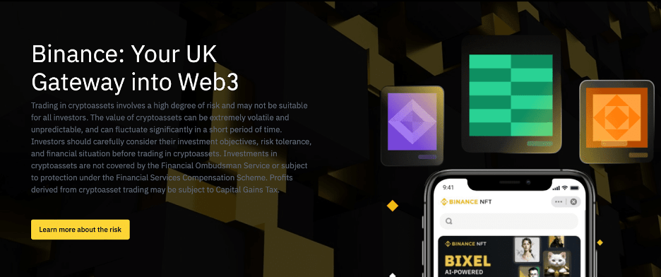 The homepage of Binance, one of the world's leading cryptocurrency exchanges, featuring a user-friendly interface and a wide range of trading options.