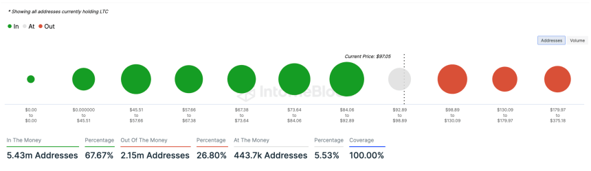 Addresses currently holding in Litecoin (LTC). 