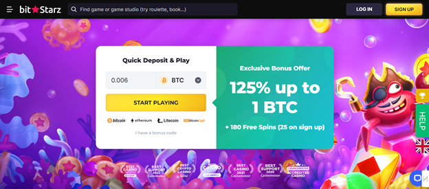 BitStarz online casino homepage