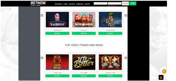 betnow top video poker and keno games