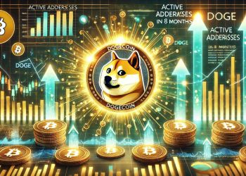 Create an image for an article with this title: Active Dogecoin Addresses Reach Highest Level In 8 Months – Is DOGE About To Rally?