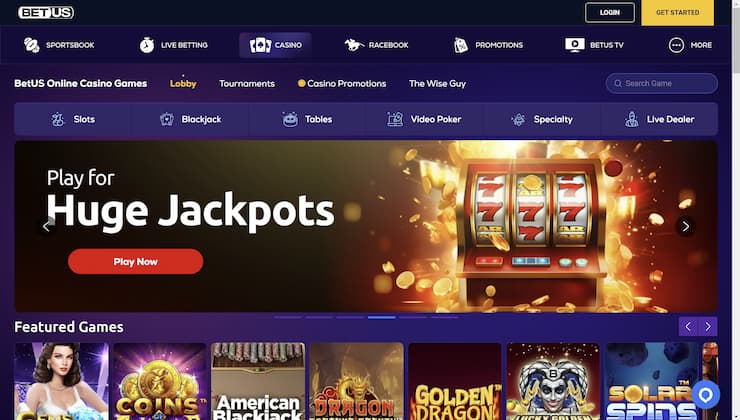 BetUS Cash App Casino Lobby