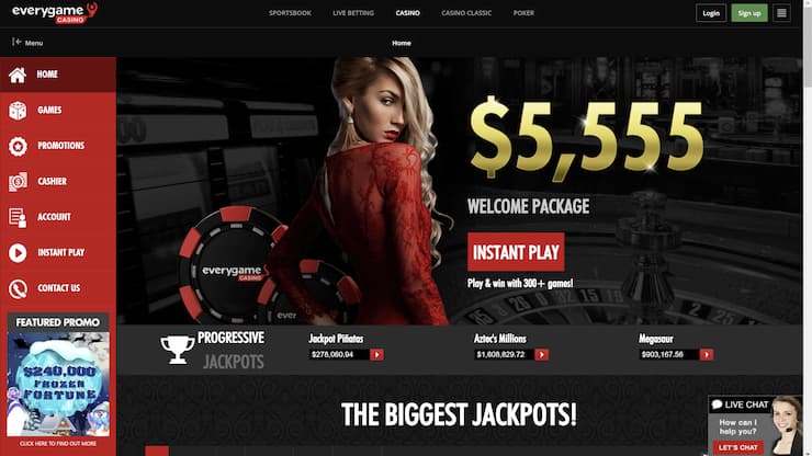 Everygame Cash App Casino Lobby