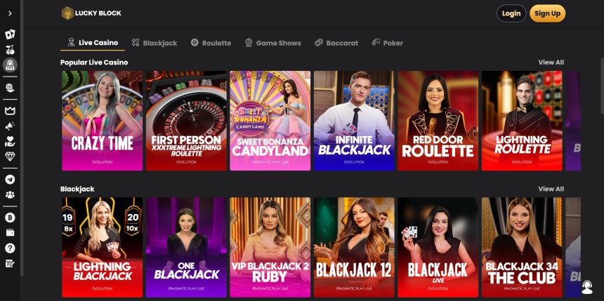Live Casino la Lucky Block Casino