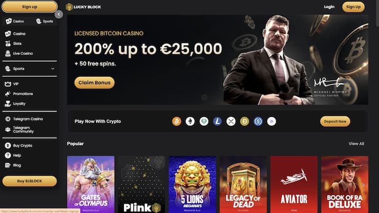 Lucky Block Cash App Casino Lobby