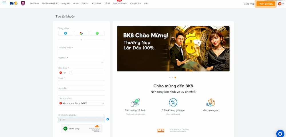 Mở tài khoản mới để tham gia