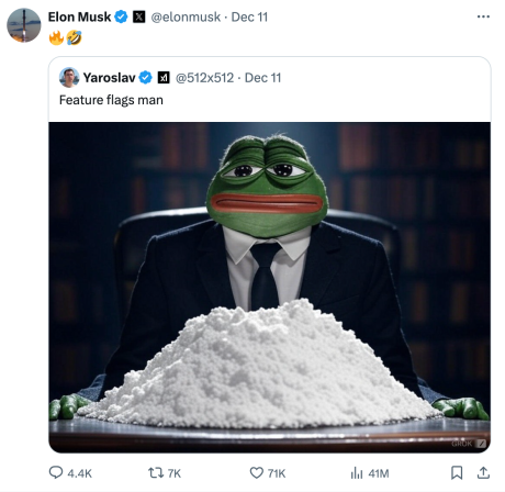 PepeはElon Muskによる良い数のX投稿で特集されています
