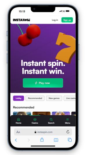 The Instaspin homepage.