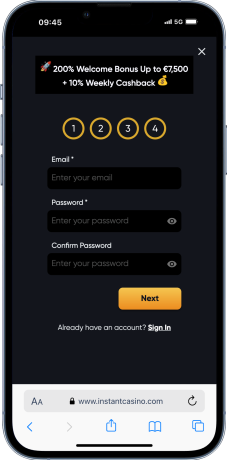 Instant Casino register