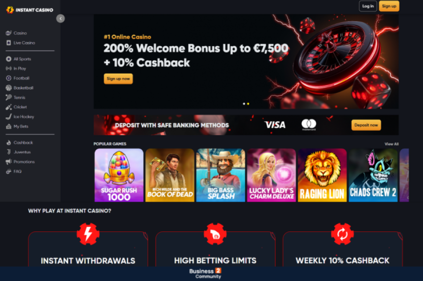 instant casino крипто залози