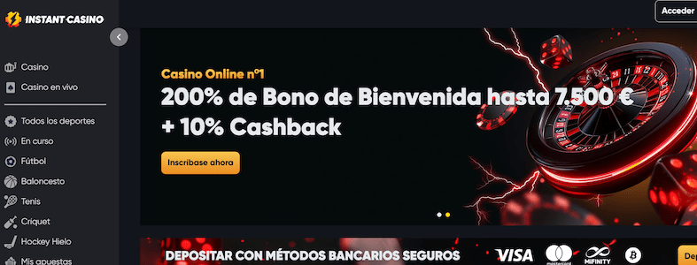 Instant Casino es una excelente opción de casino sin licencia.