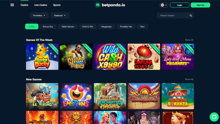 BetPanda casino homepage