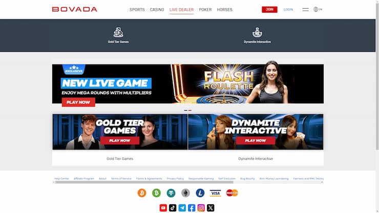 bovada live dealer games