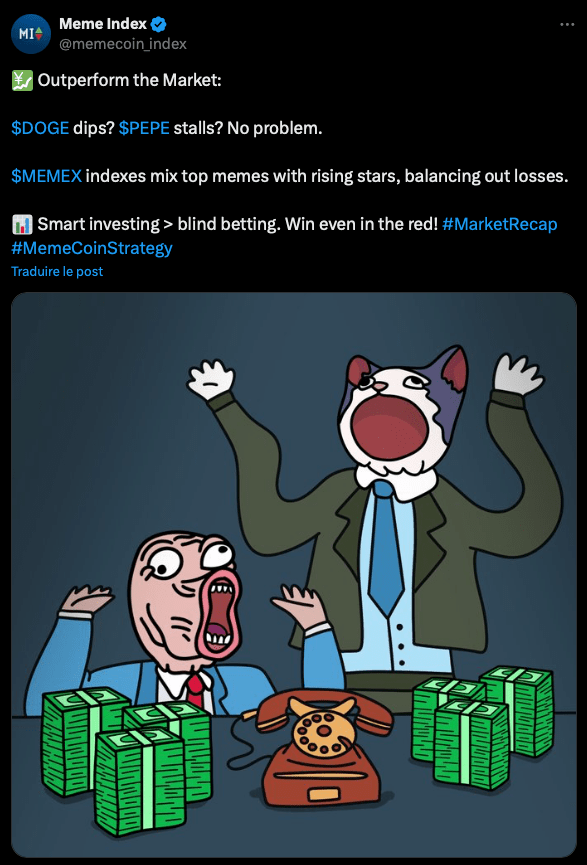 Tweet du projet Meme Index avec le jeton $MEMEX