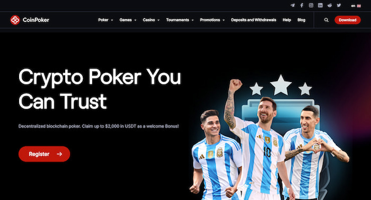 The homepage of CoinPoker