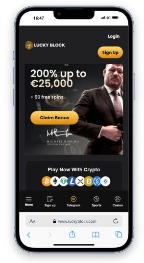 Lucky Block Mobile Homepage
