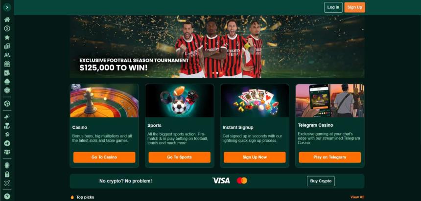 The TG.Casino Homepage