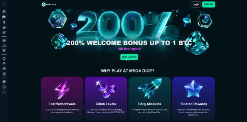 Mega Dice начална страница