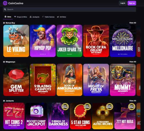 CoinCasino's online slots Page for players in Canada