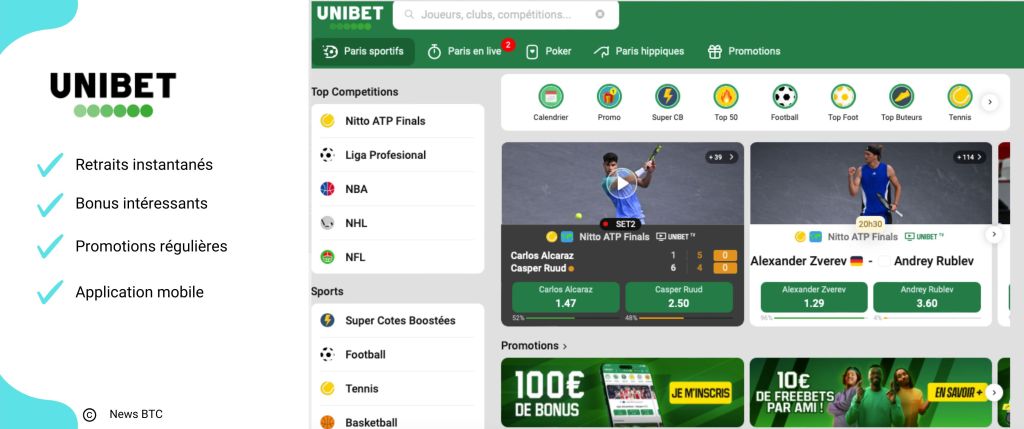 Unibet, casino en ligne à retrait rapide