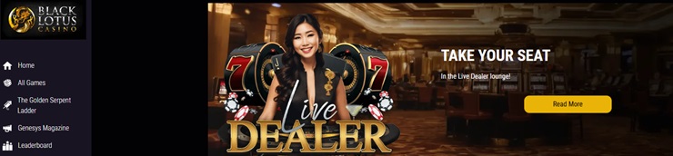 black lotus live dealer bonus section of a top rated online casino in PA