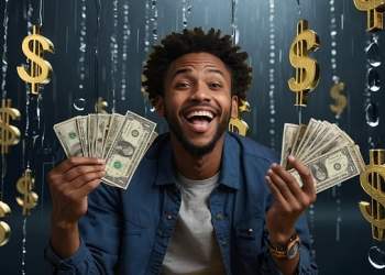 Geschäftsmann scheffelt Geld