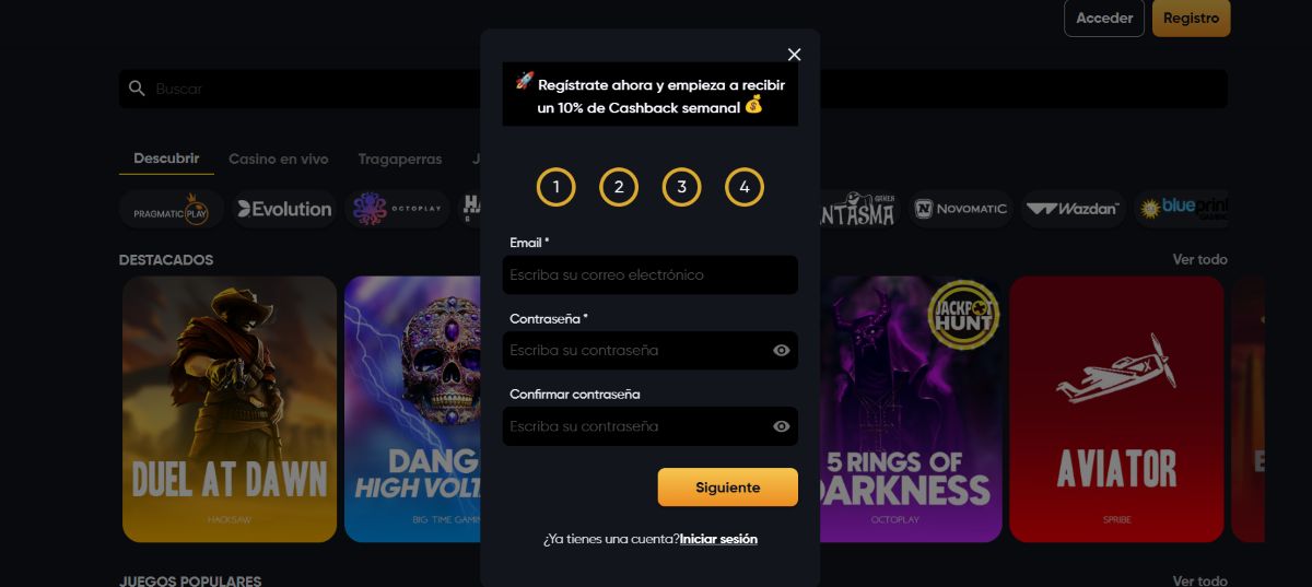 registro en instant online casino 