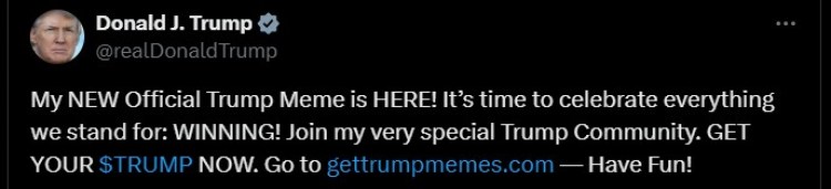 trump meme coin tweet -$TRUMP kopen