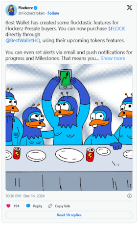 Tweet sur le V2E de Flockerz