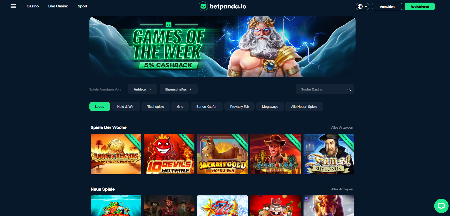 BetPanda Homepage Angebot