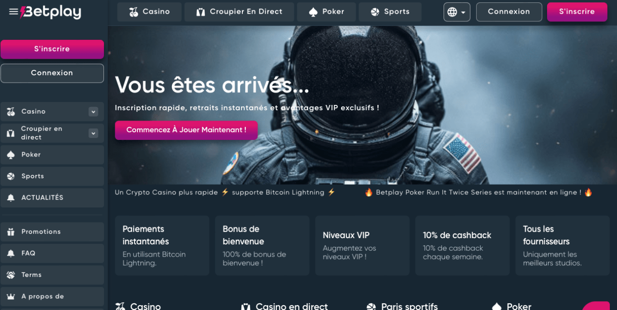 BetPlay, jeux en ligne